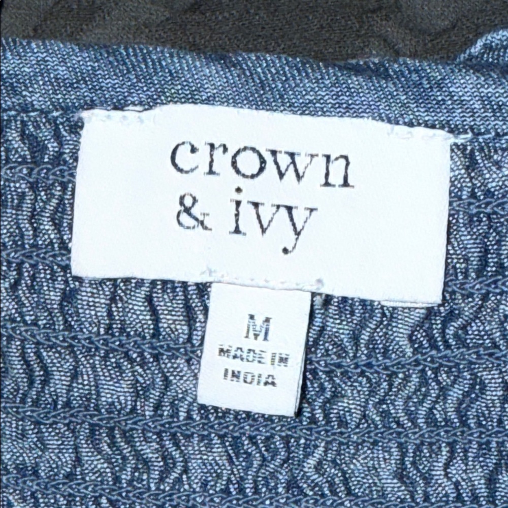 Crown & Ivy women’s medium blue chambray maxi dress elastic cheat area - Picture 5 of 11
